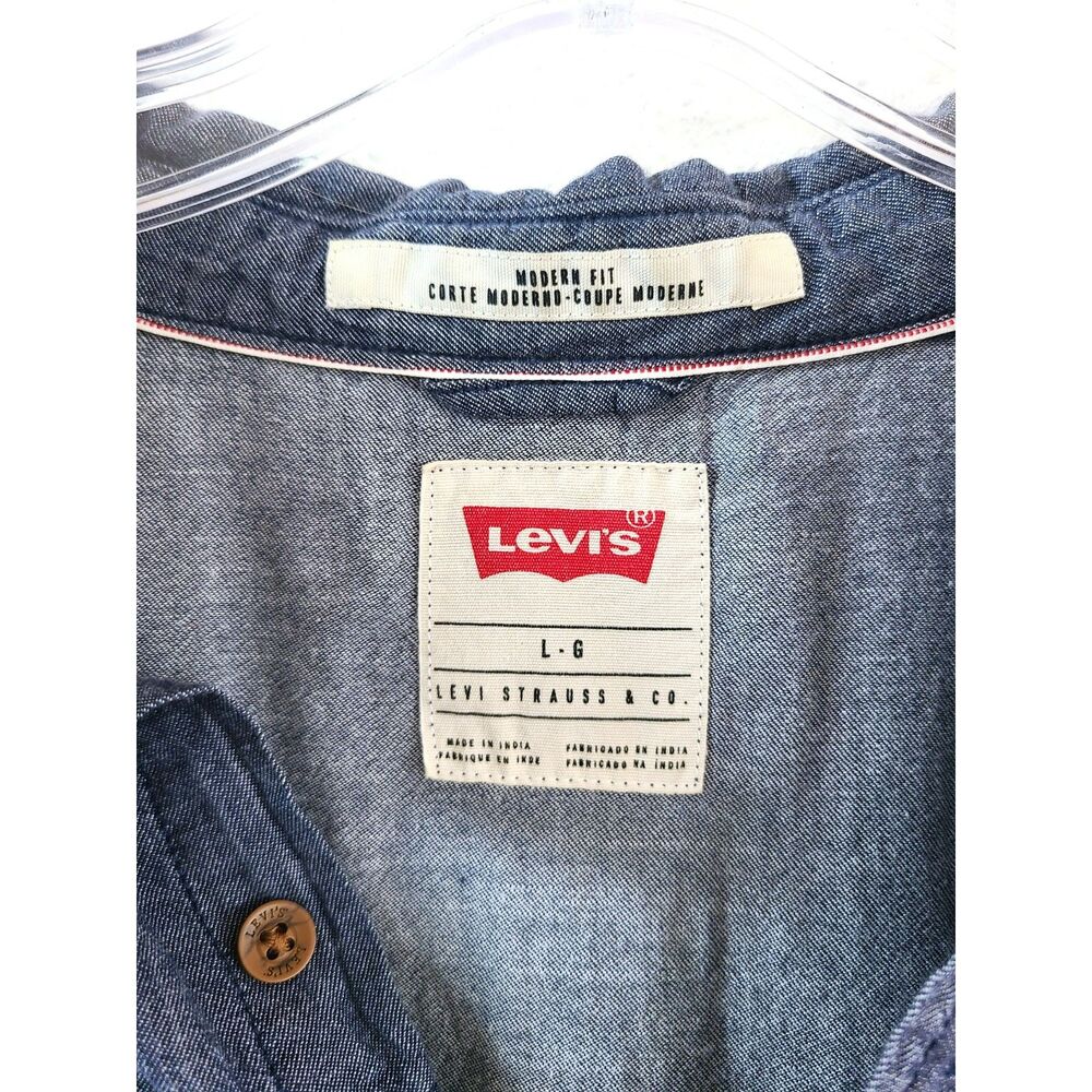 Levis Denim Tribal Southwestern Button Up Shirt LARGE Retro Western Cowgirl Top - Picture 3 of 7